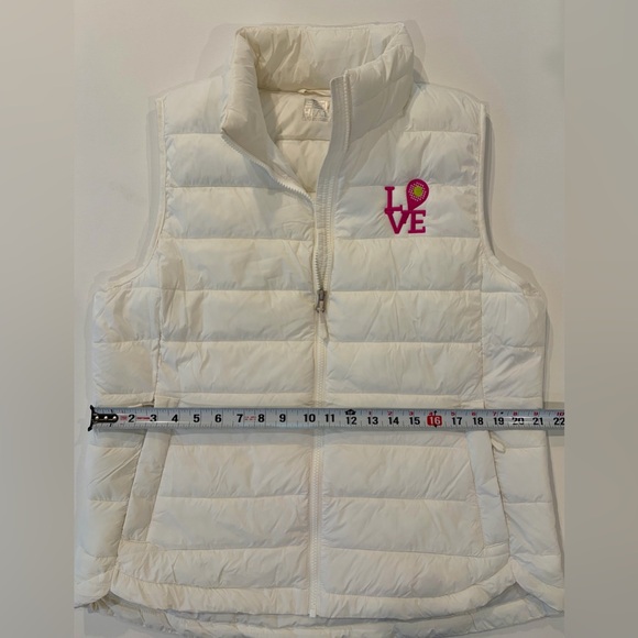 32 Degrees Tennis Custom LOVE White Sleeveless Puffer Vest Large Zipped Pockets - Picture 4 of 14